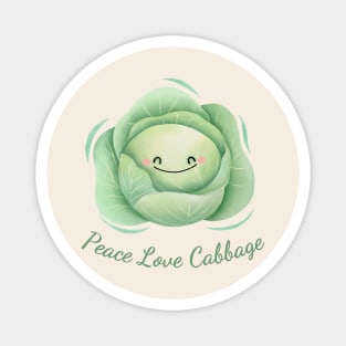 Peace Love Cabbage Watercolor Cute Magnet